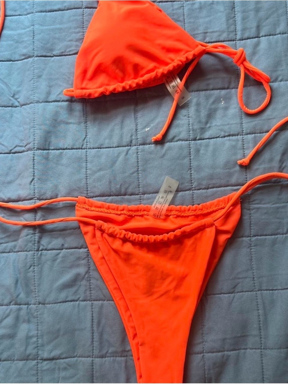 Neon Orange String Bikini Set